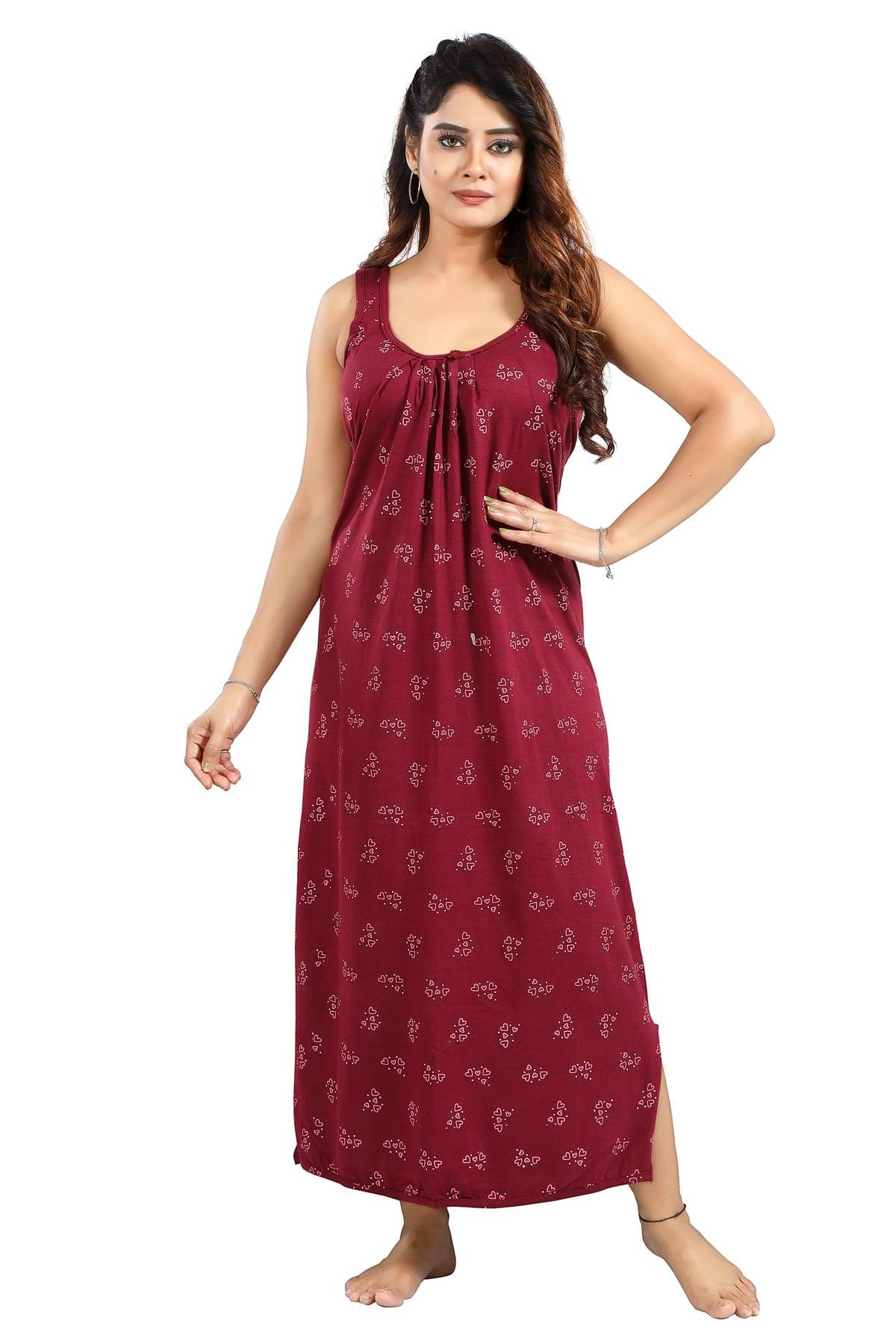 INNER BEATS Multicolor Cotton Blend Women's Nightwear Night Dress ( Pack of 1 ) INNER BEATS Multicolor Cotton Blend Women's Nightwear Night Dress ( Pack of 1 )