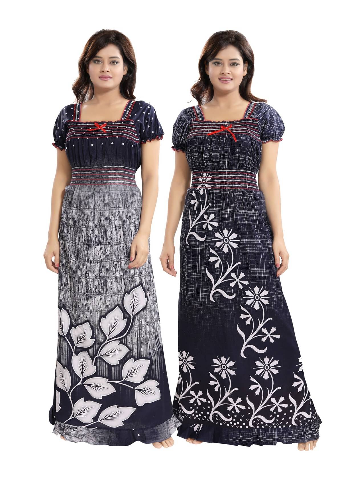 INNER BEATS Multicolor Cotton Blend Women's Nightwear Night Dress ( Pack of 2 ) INNER BEATS Multicolor Cotton Blend Women's Nightwear Night Dress ( Pack of 2 )