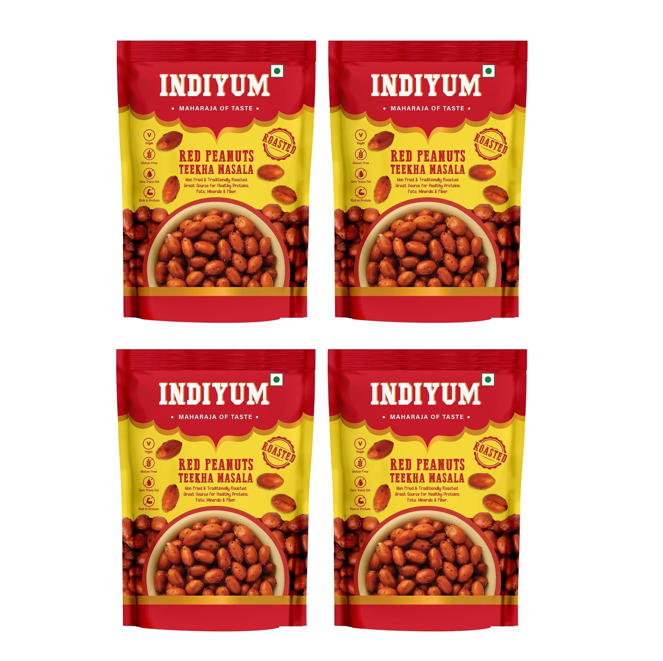     			Indiyum Snacks Red Peanuts Teekha Masala 120gm (Pack of 4)