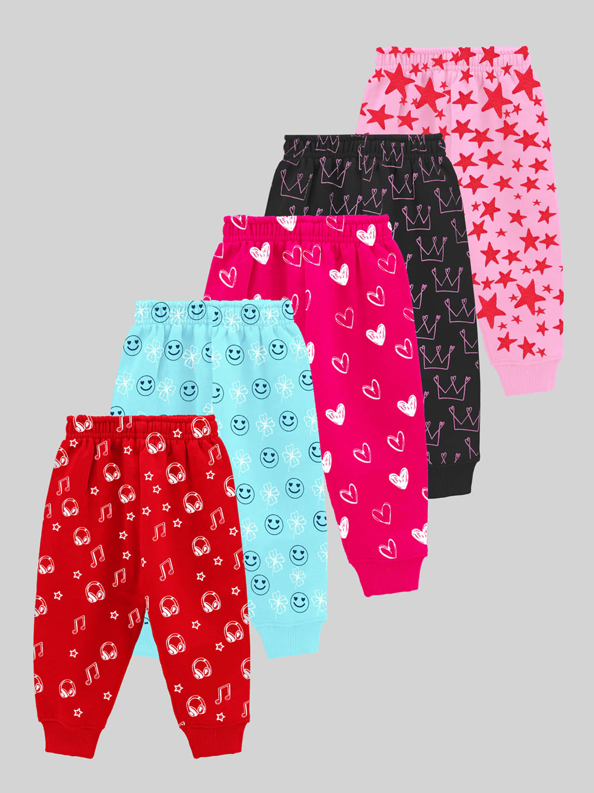     			Kuchipoo Pack of 5 Baby Girls Cotton Blend Trackpant ( Multicolor4 )