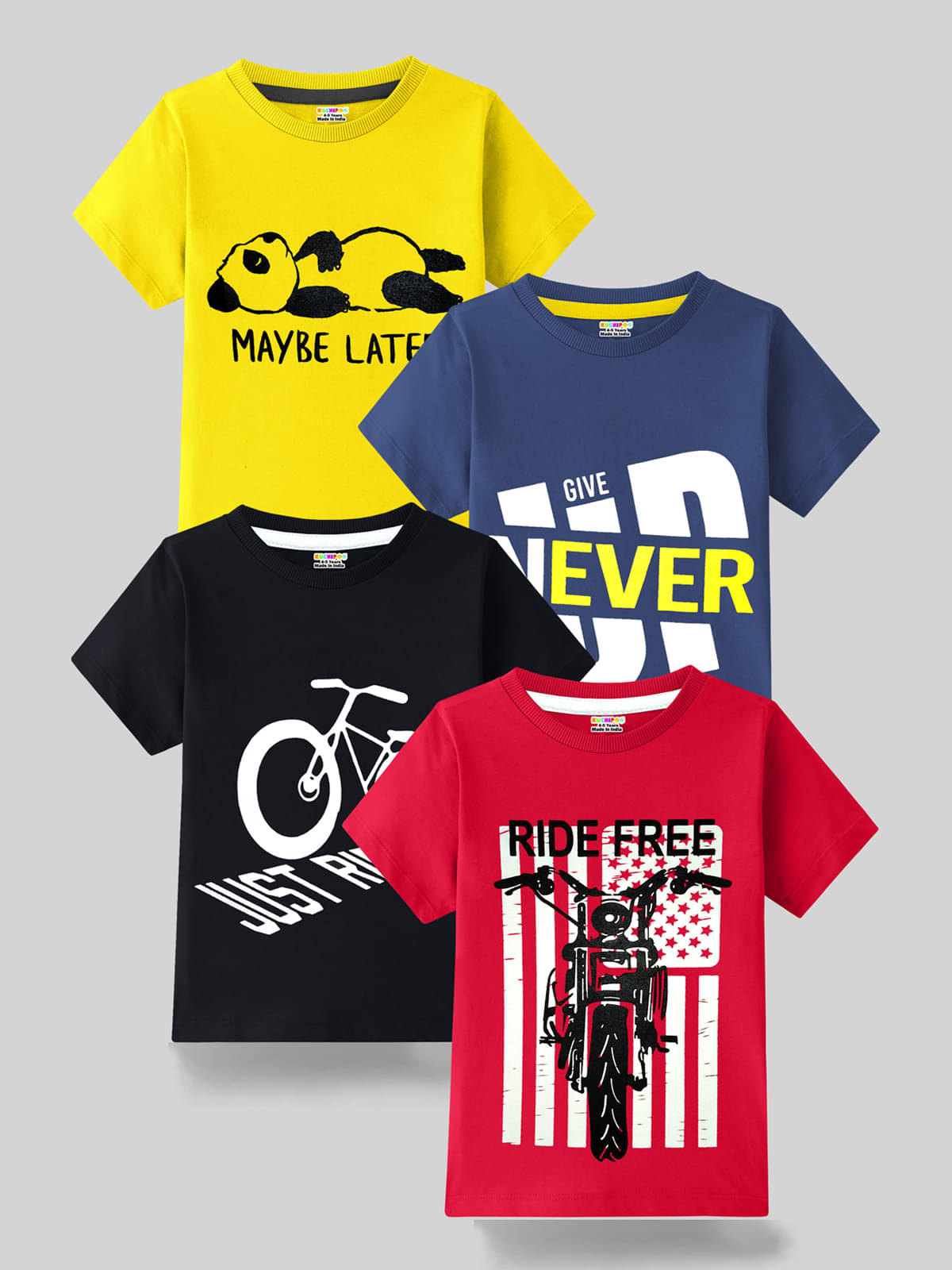     			Kuchipoo Pack of 4 Boys Cotton Blend T-Shirt ( Multi Color )