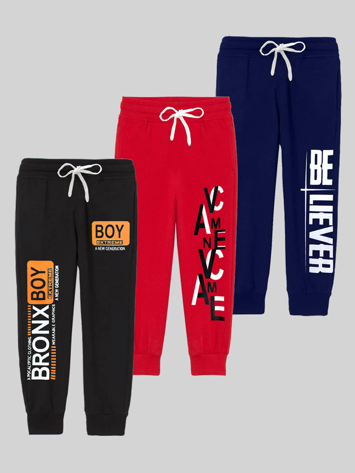 Kuchipoo Pack of 3 Boys Cotton Blend Trackpant ( Multicolor ) - Track Pants | Buy online on ZillyBuy