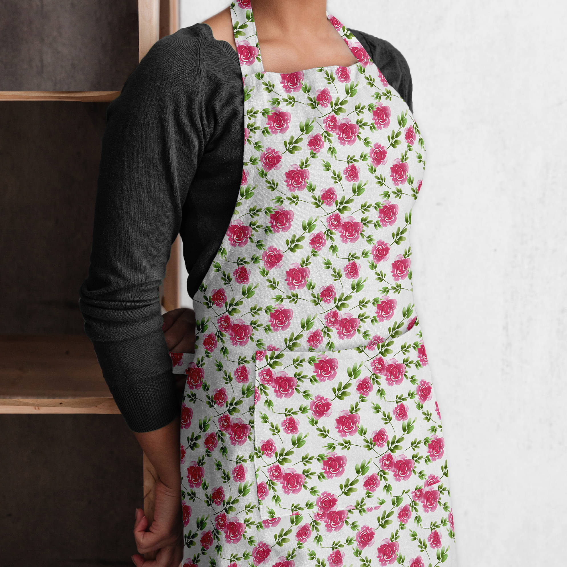 Oasis Hometex Cotton Blend Printed Kitchen Apron with 1 Center Pocket ( Pack of 1 ) Oasis Hometex Cotton Blend Printed Kitchen Apron with 1 Center Pocket ( Pack of 1 )