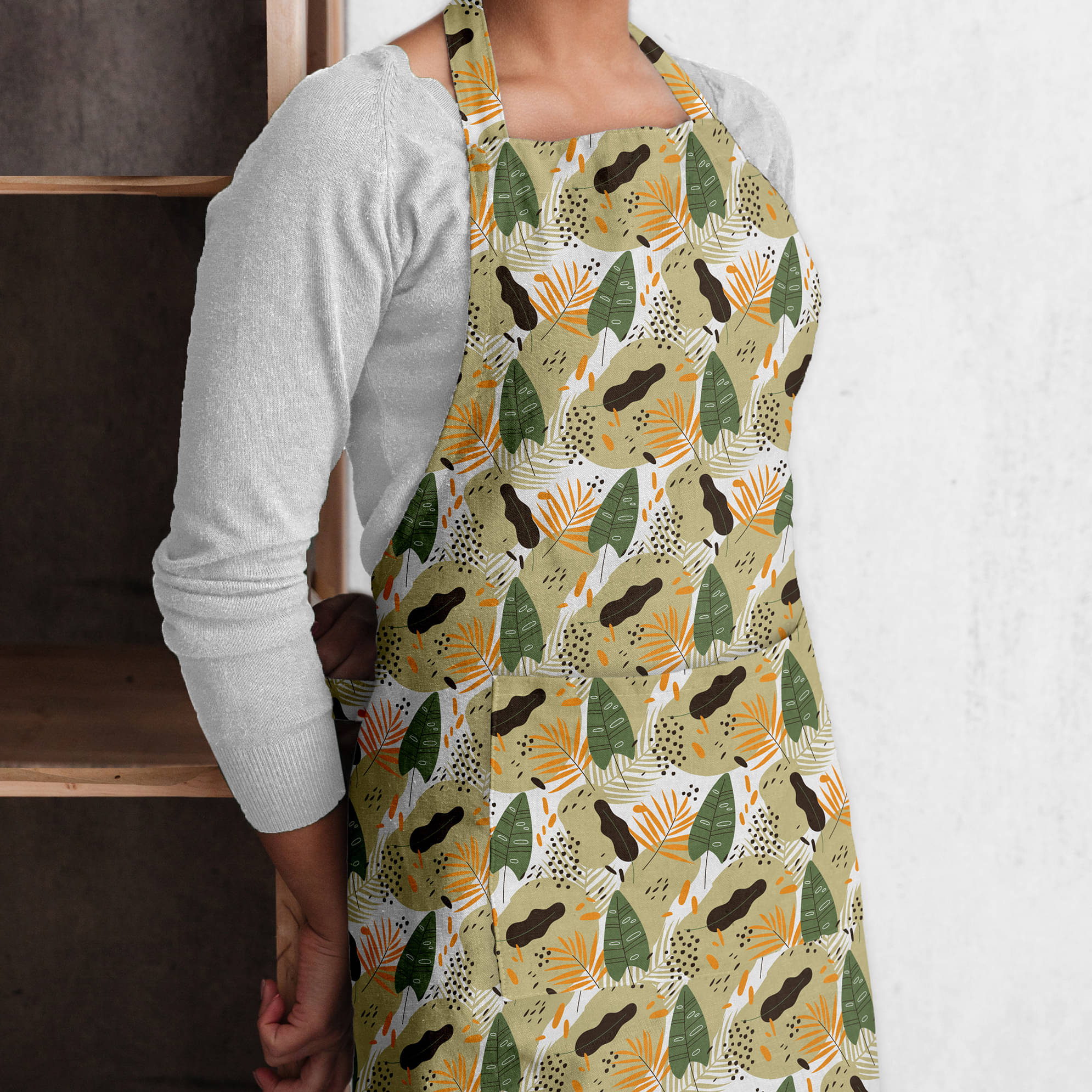 Oasis Hometex Cotton Blend Printed Kitchen Apron with 1 Center Pocket ( Pack of 1 ) Oasis Hometex Cotton Blend Printed Kitchen Apron with 1 Center Pocket ( Pack of 1 )