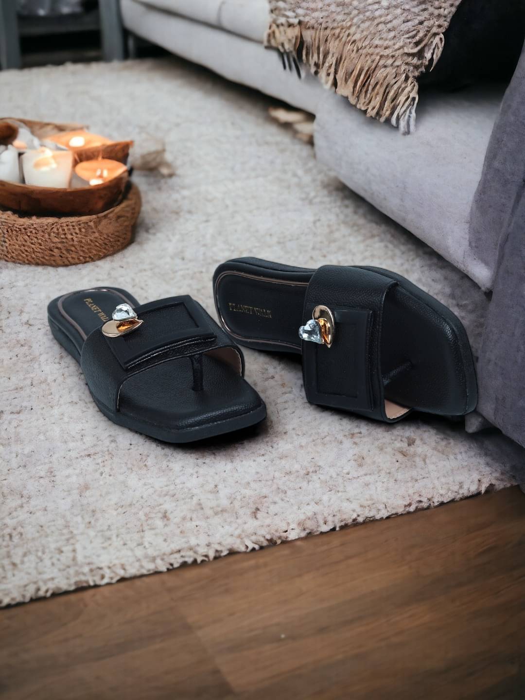     			PLANET WALK Black Women's Flats