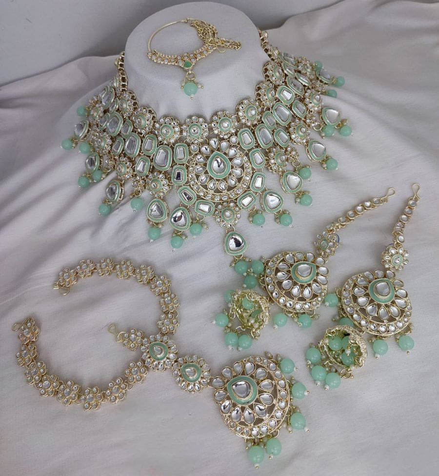     			Padmavati Bangles Sea Green Alloy Necklace Set ( Pack of 1 )