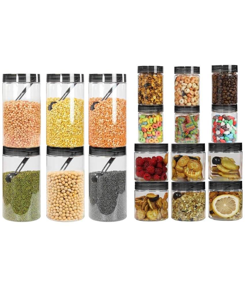 PearlPet 300ml,500ml,1400ml Plastic Black Multi-Purpose Container ( Set of 18 ) PearlPet 300ml,500ml,1400ml Plastic Black Multi-Purpose Container ( Set of 18 )