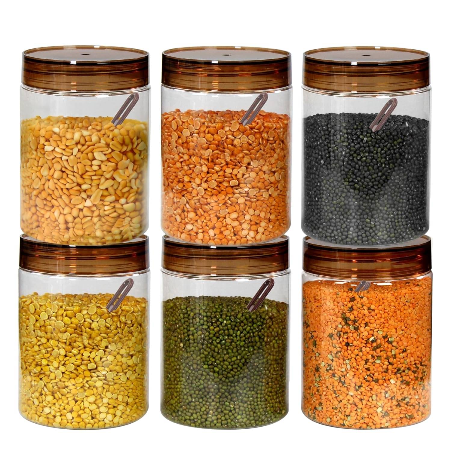     			PearlPet Tiffany_Brown-1000ml PET Brown Dal Container ( Set of 6 )
