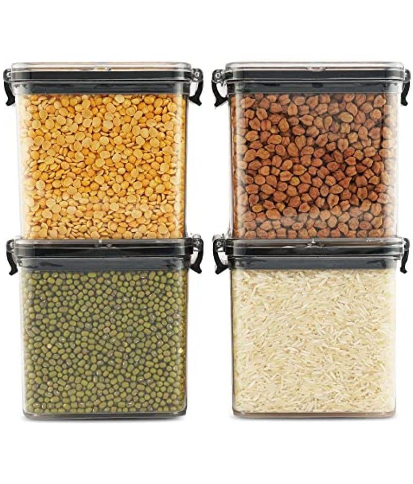     			PearlPet Plastic Black Multi-Purpose Container ( Set of 4 )