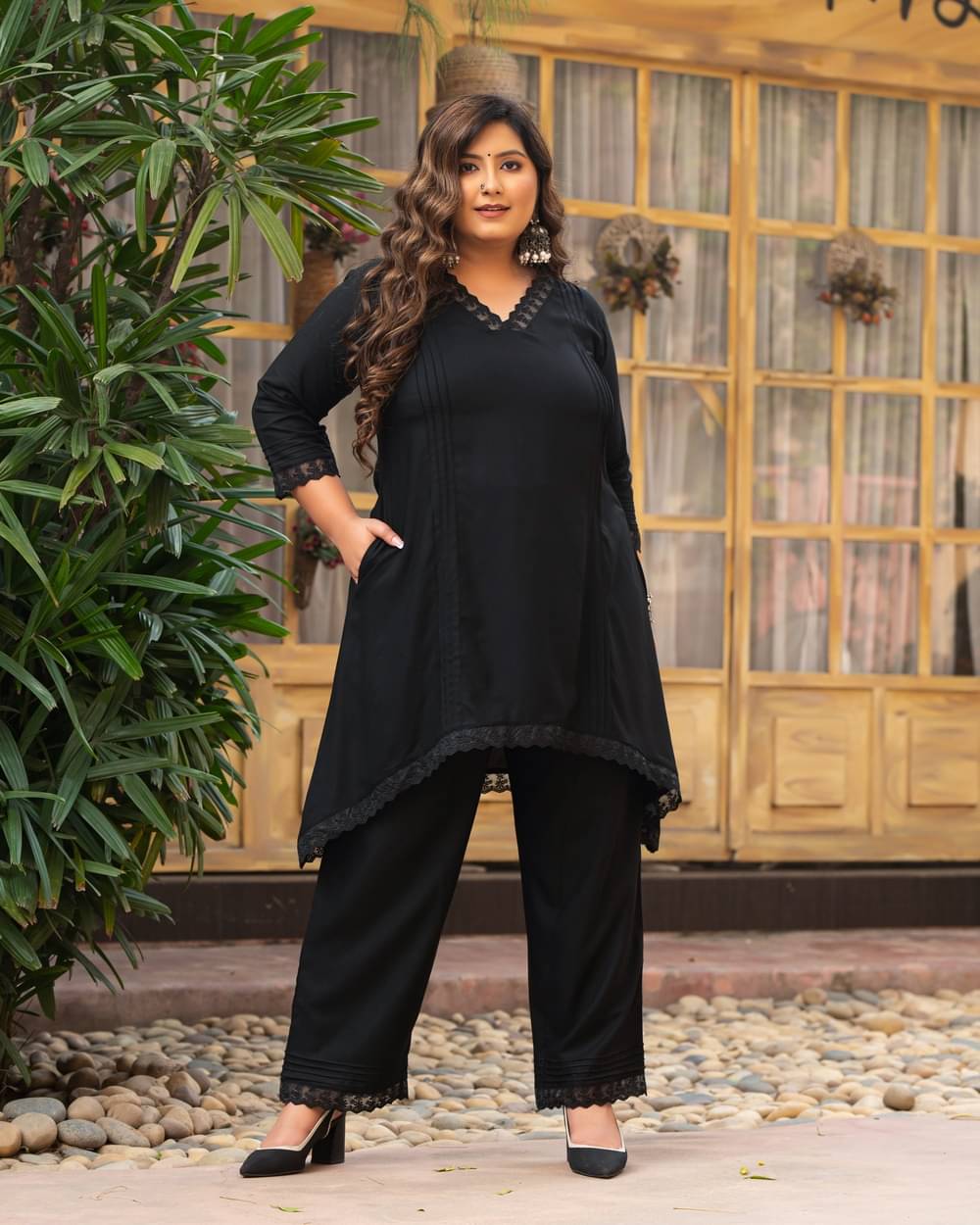 PrettyPlus by Desinoor.com Women Top Trouser Co-Ord Set ( Pack of 1 , Black ) PrettyPlus by Desinoor.com Women Top Trouser Co-Ord Set ( Pack of 1 , Black )