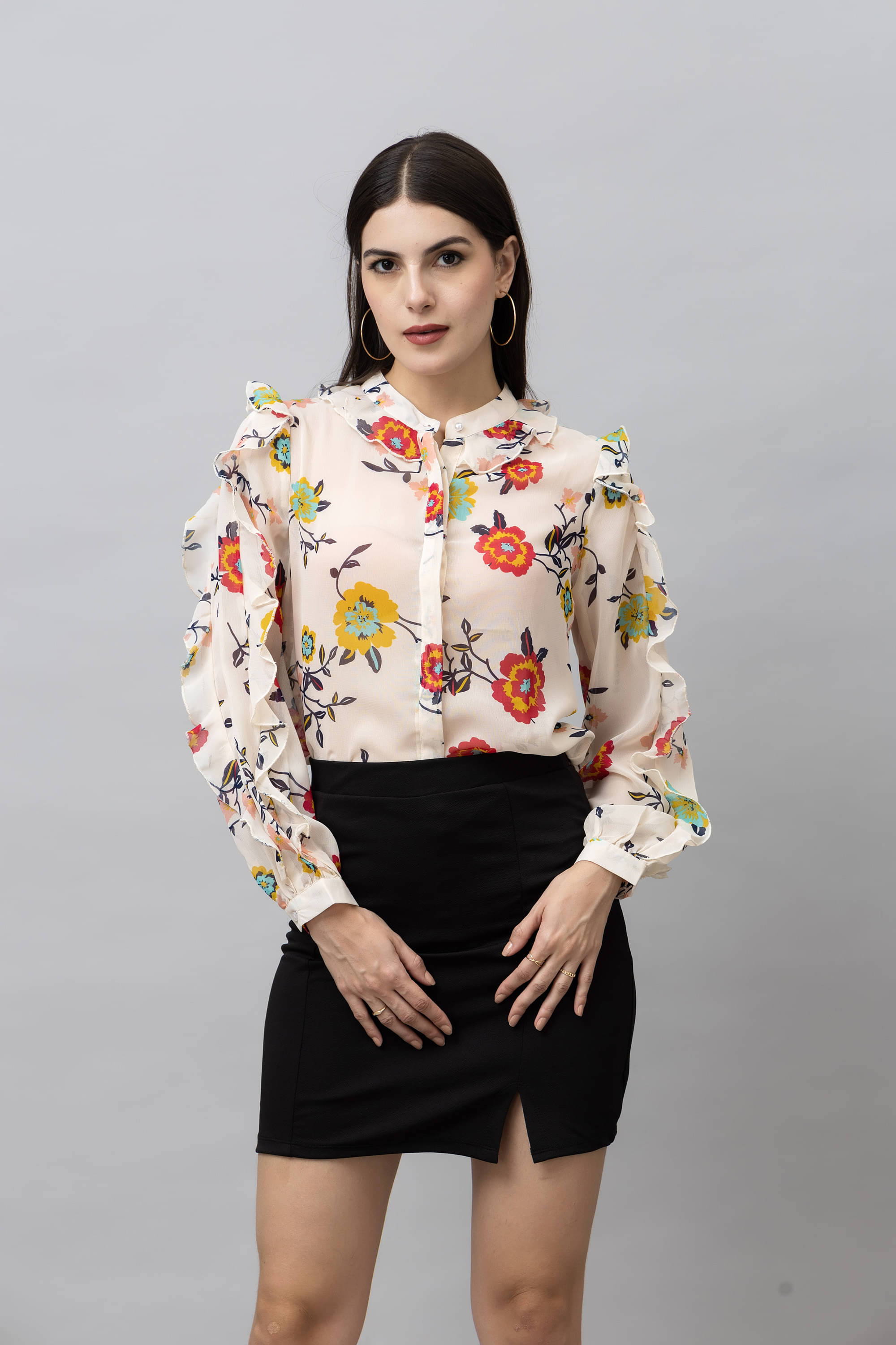     			Purys Women's Polyester Regular Top ( White )