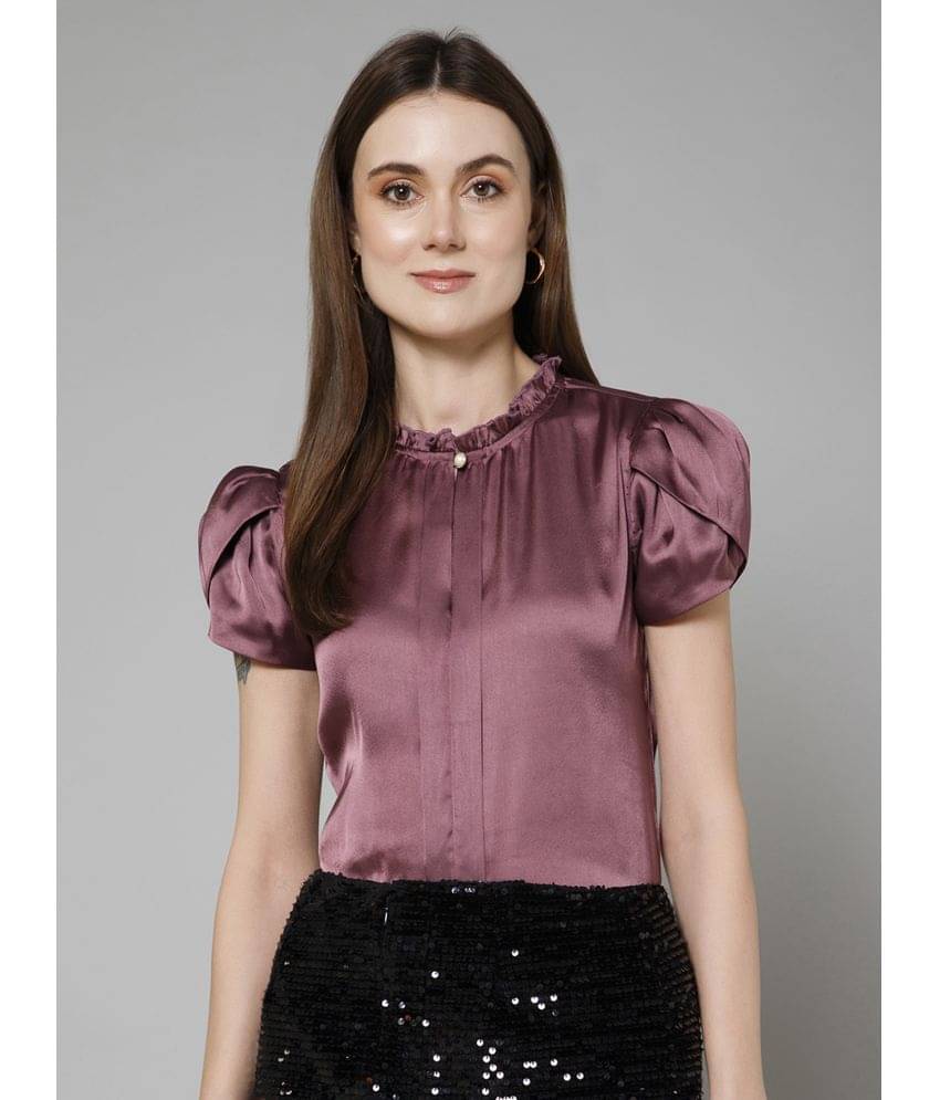     			Purys Women's Satin Regular Top ( Wine )