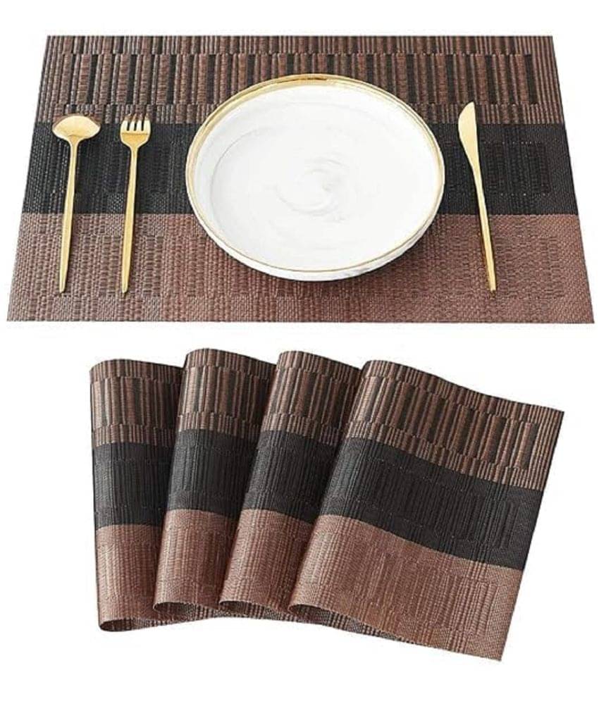     			RAMDEV ENTERPRISE PVC Colorblock Table Mats ( 30 cm x 45 cm ) Pack of 4 - Brown