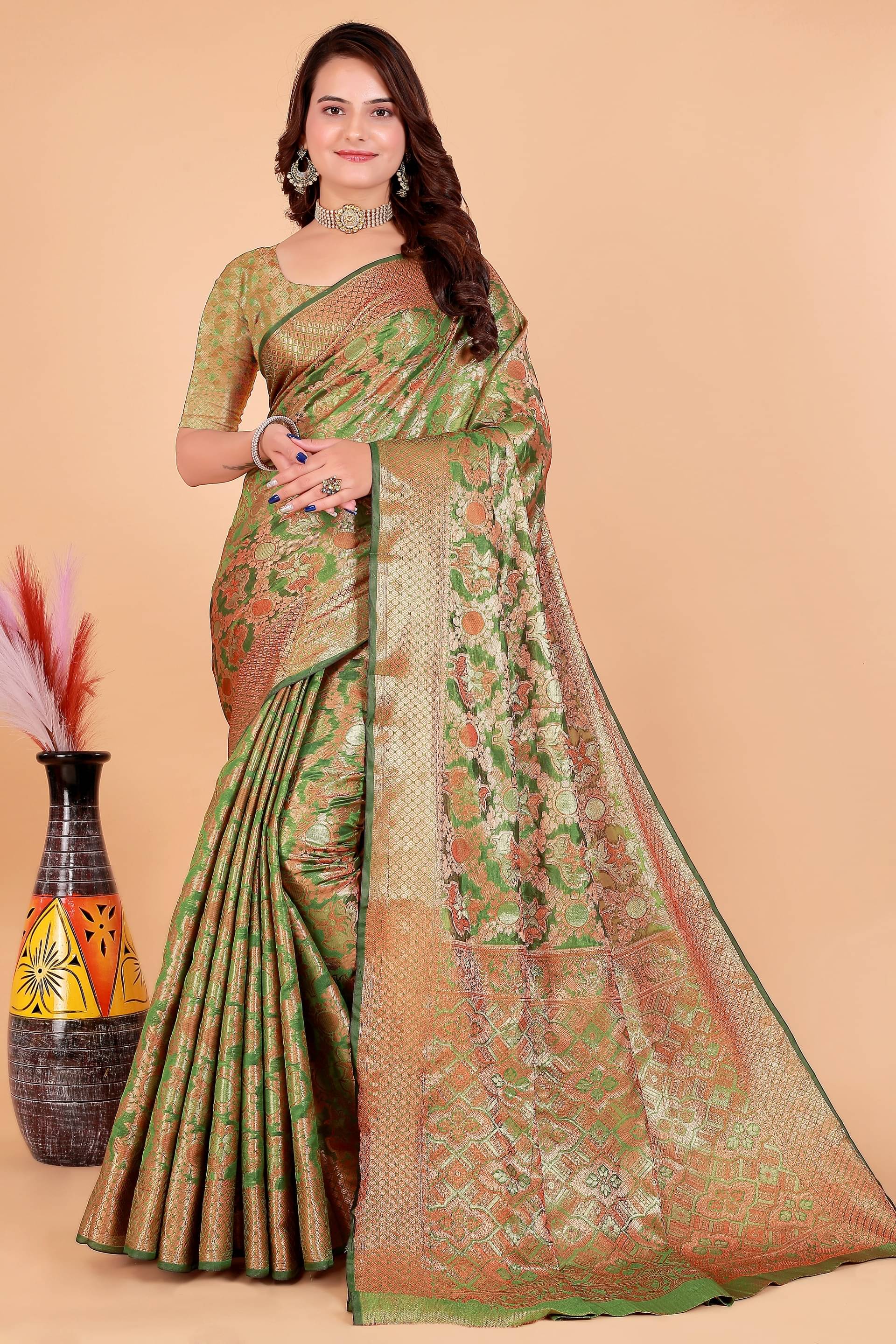 Raj Vivah Jacquard Embellished Saree With Unstitched Blouse Piece ( Sea Green ) Raj Vivah Jacquard Embellished Saree With Unstitched Blouse Piece ( Sea Green )