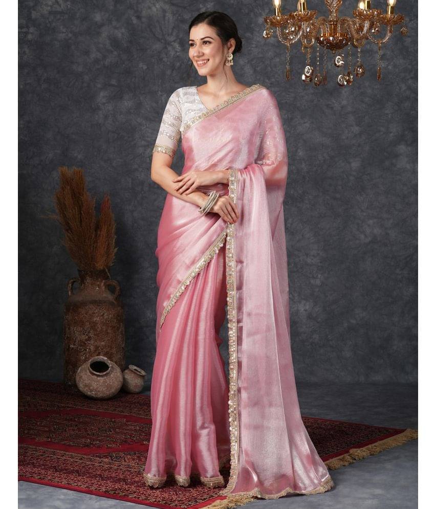     			Satrani Chiffon Solid Saree With Unstitched Blouse Piece ( Rose Gold )