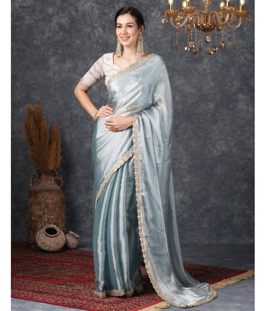 Satrani Chiffon Solid Saree With Unstitched Blouse Piece ( Grey ) Satrani Chiffon Solid Saree With Unstitched Blouse Piece ( Grey )