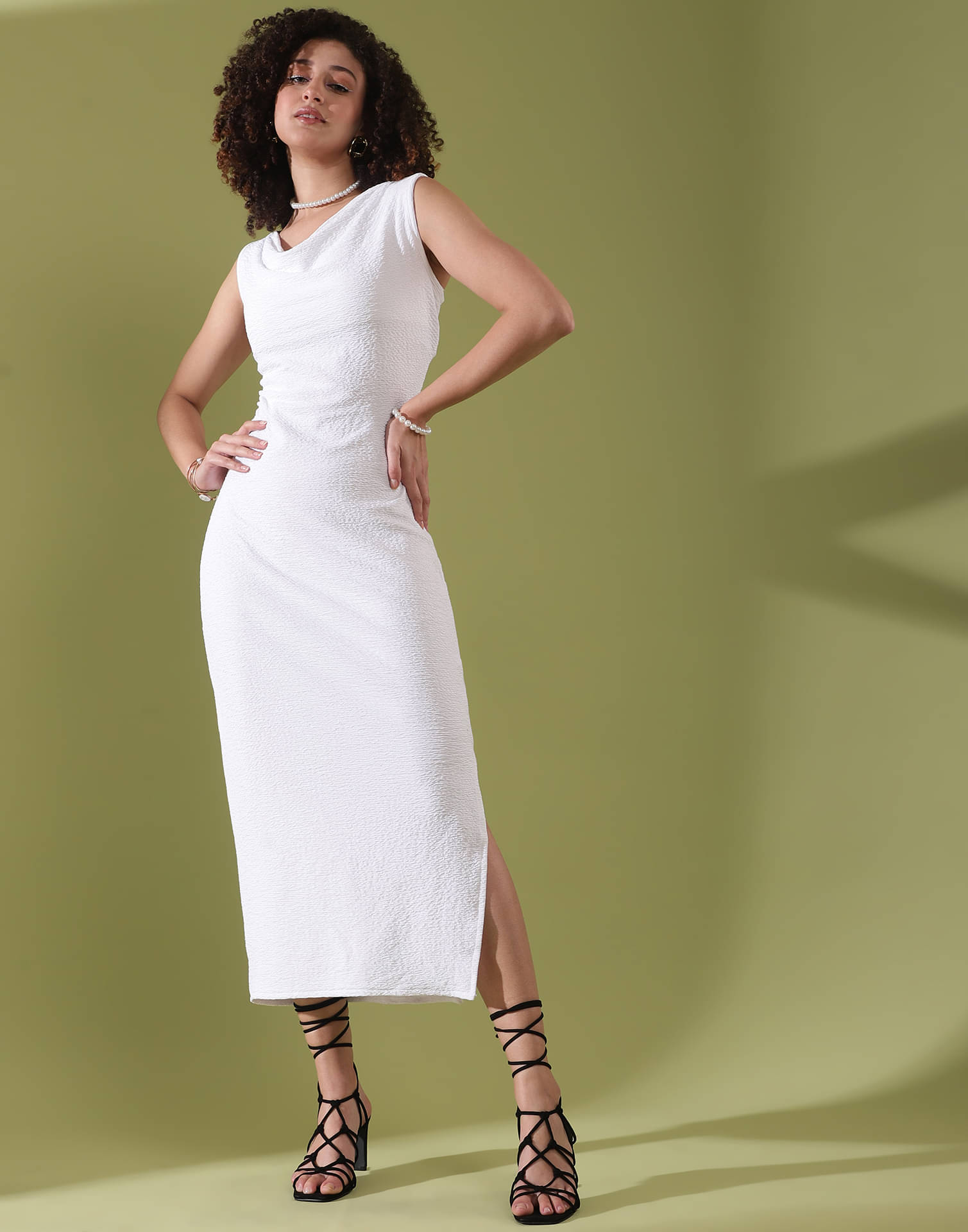     			Selvia Women Lycra Solid Bodycon Dress ( White )