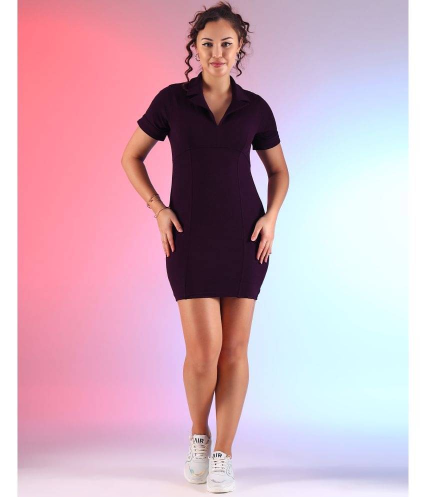 Selvia Women Lycra Solid Bodycon Dress ( Wine )     			Selvia Women Lycra Solid Bodycon Dress ( Wine )