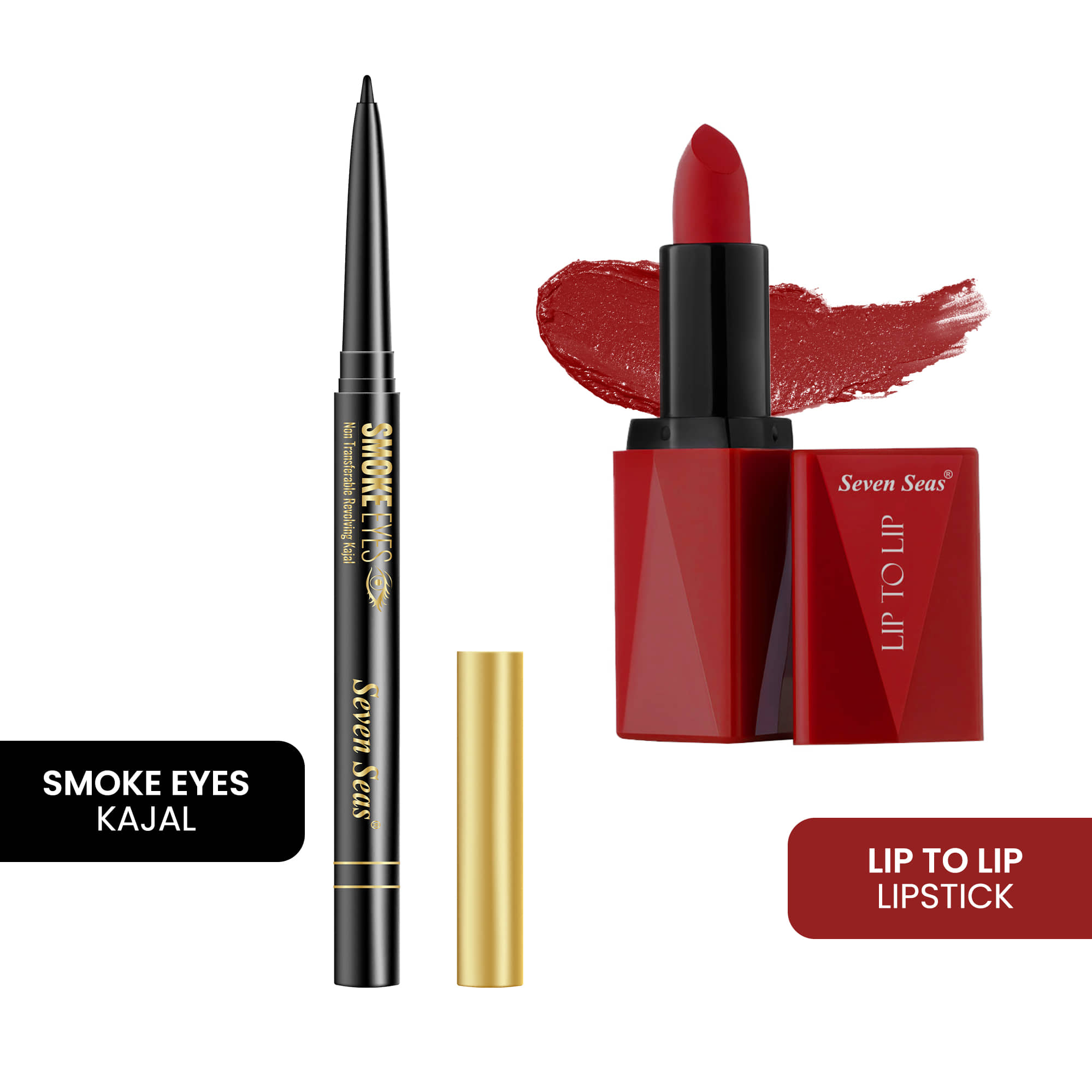 Seven Seas Lip To Lip Long Lasting Matte Lipstick With Smoke Eyes Revolving Kajal (pack Of 2 )