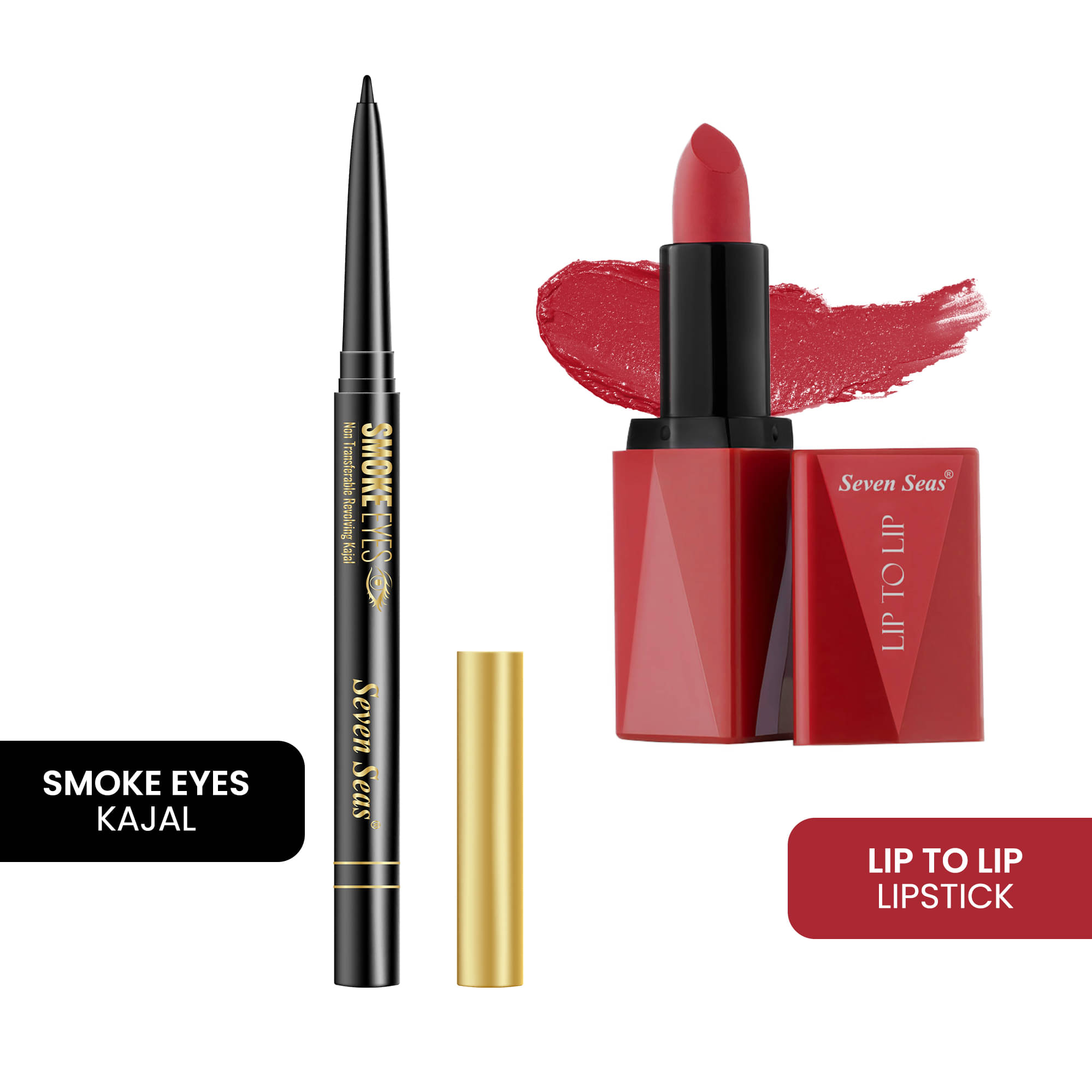     			Seven Seas Lip To Lip Long Lasting Matte Lipstick With Smoke Eyes Revolving Kajal (pack Of 2 )