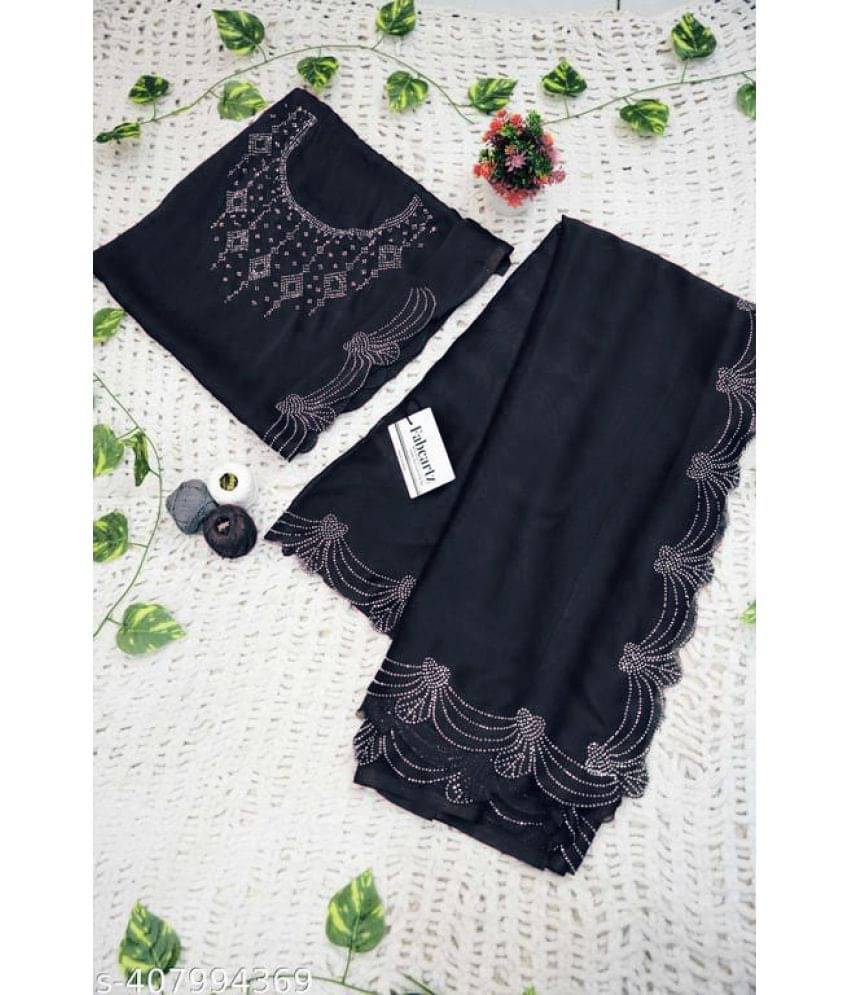 Shivadit ethnic Georgette Cut Outs Saree With Unstitched Blouse Piece ( Black )     			Shivadit ethnic Georgette Cut Outs Saree With Unstitched Blouse Piece ( Black )