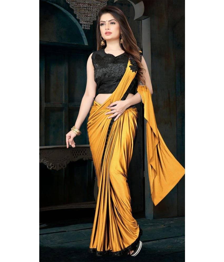 Shivadit ethnic Lycra Embroidered Saree With Unstitched Blouse Piece ( Yellow ) Shivadit ethnic Lycra Embroidered Saree With Unstitched Blouse Piece ( Yellow )