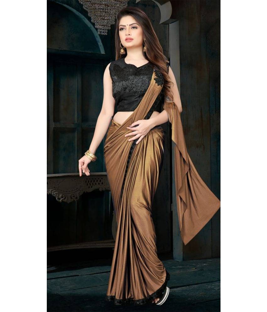 Shivadit ethnic Lycra Embroidered Saree With Unstitched Blouse Piece ( Brown ) Shivadit ethnic Lycra Embroidered Saree With Unstitched Blouse Piece ( Brown )