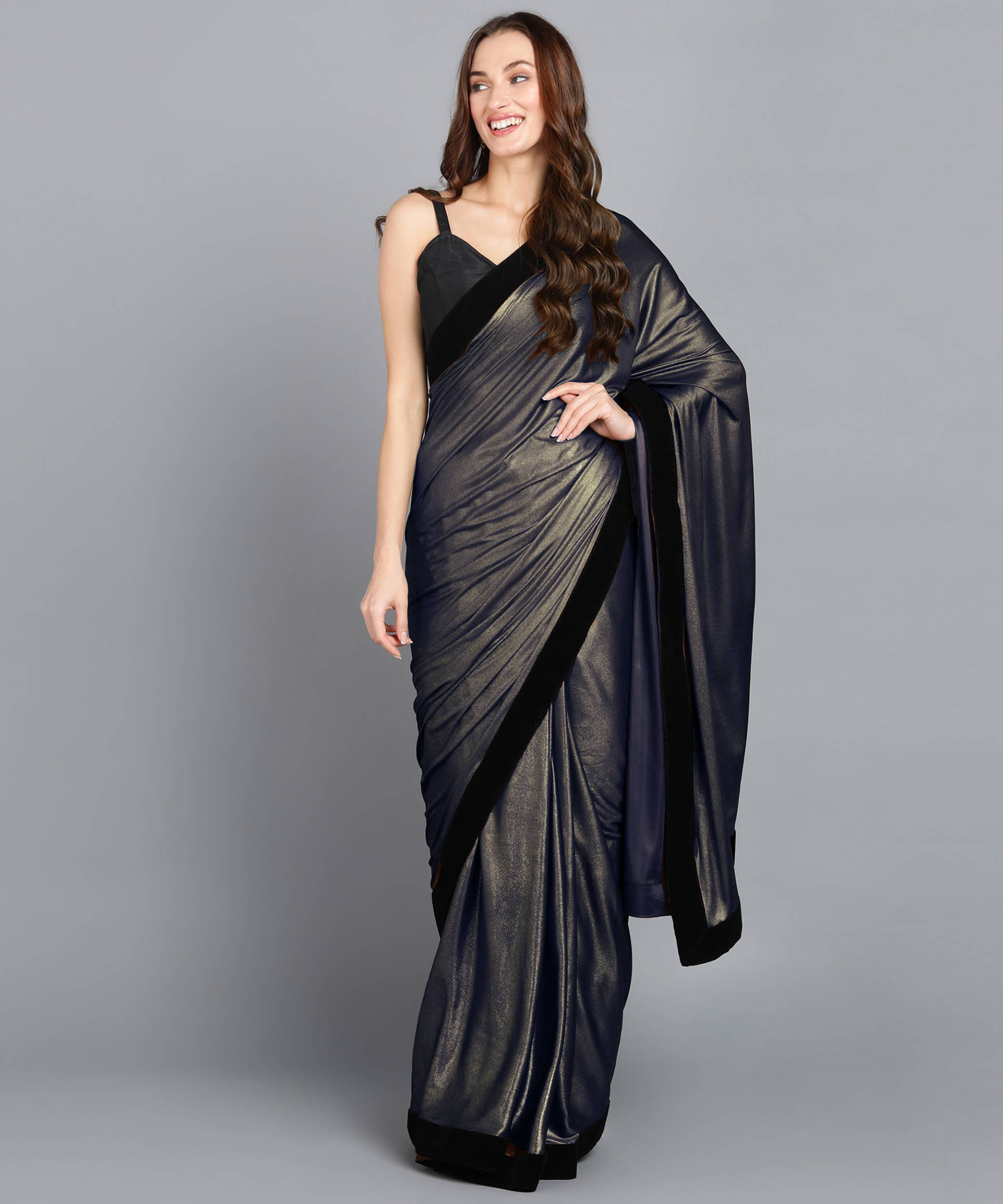 Shivadit ethnic Lycra Self Design Saree With Unstitched Blouse Piece ( Black ) Shivadit ethnic Lycra Self Design Saree With Unstitched Blouse Piece ( Black )