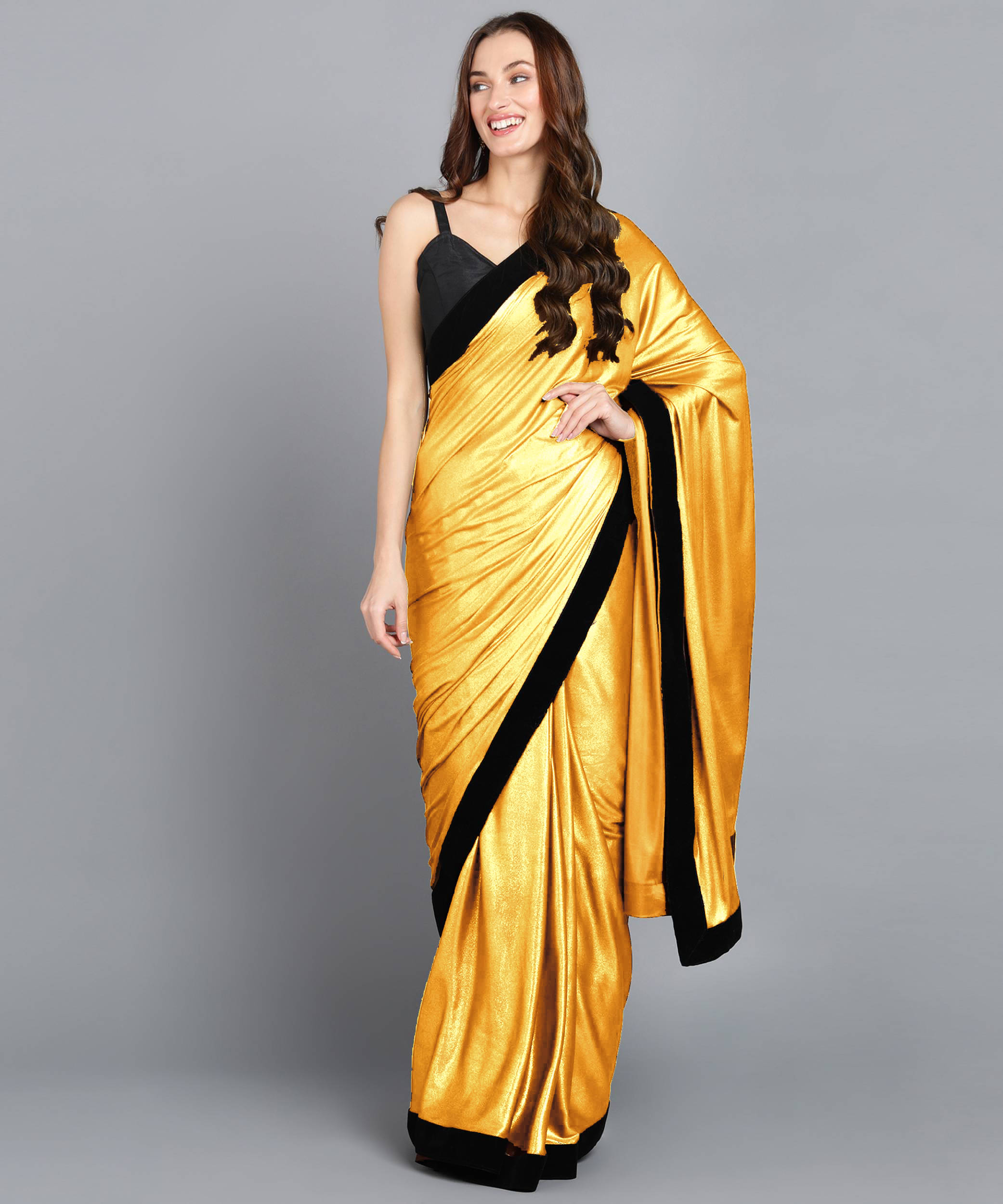     			Shivadit ethnic Lycra Self Design Saree With Unstitched Blouse Piece ( Yellow )