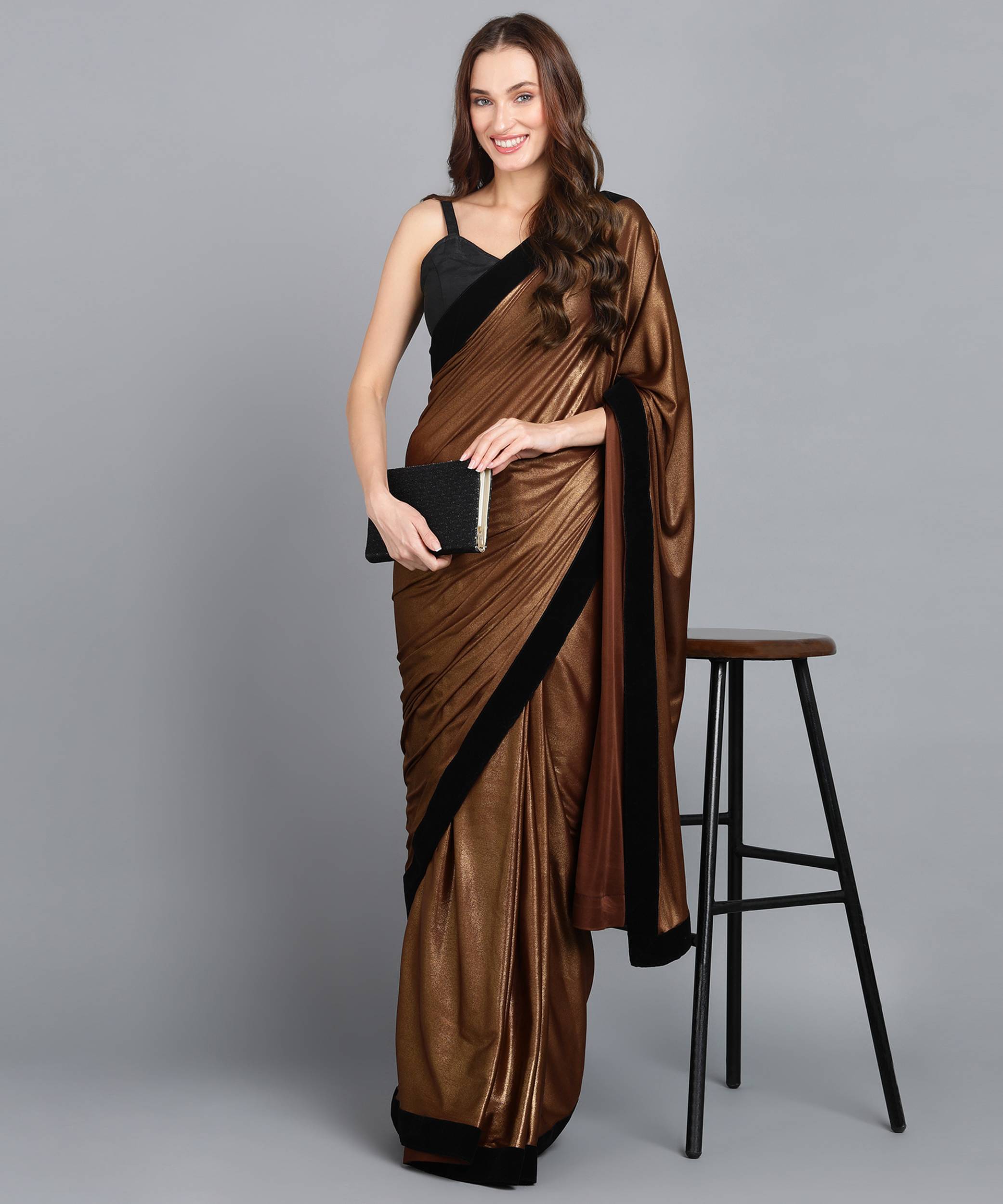Shivadit ethnic Lycra Self Design Saree With Unstitched Blouse Piece ( Brown ) Shivadit ethnic Lycra Self Design Saree With Unstitched Blouse Piece ( Brown )