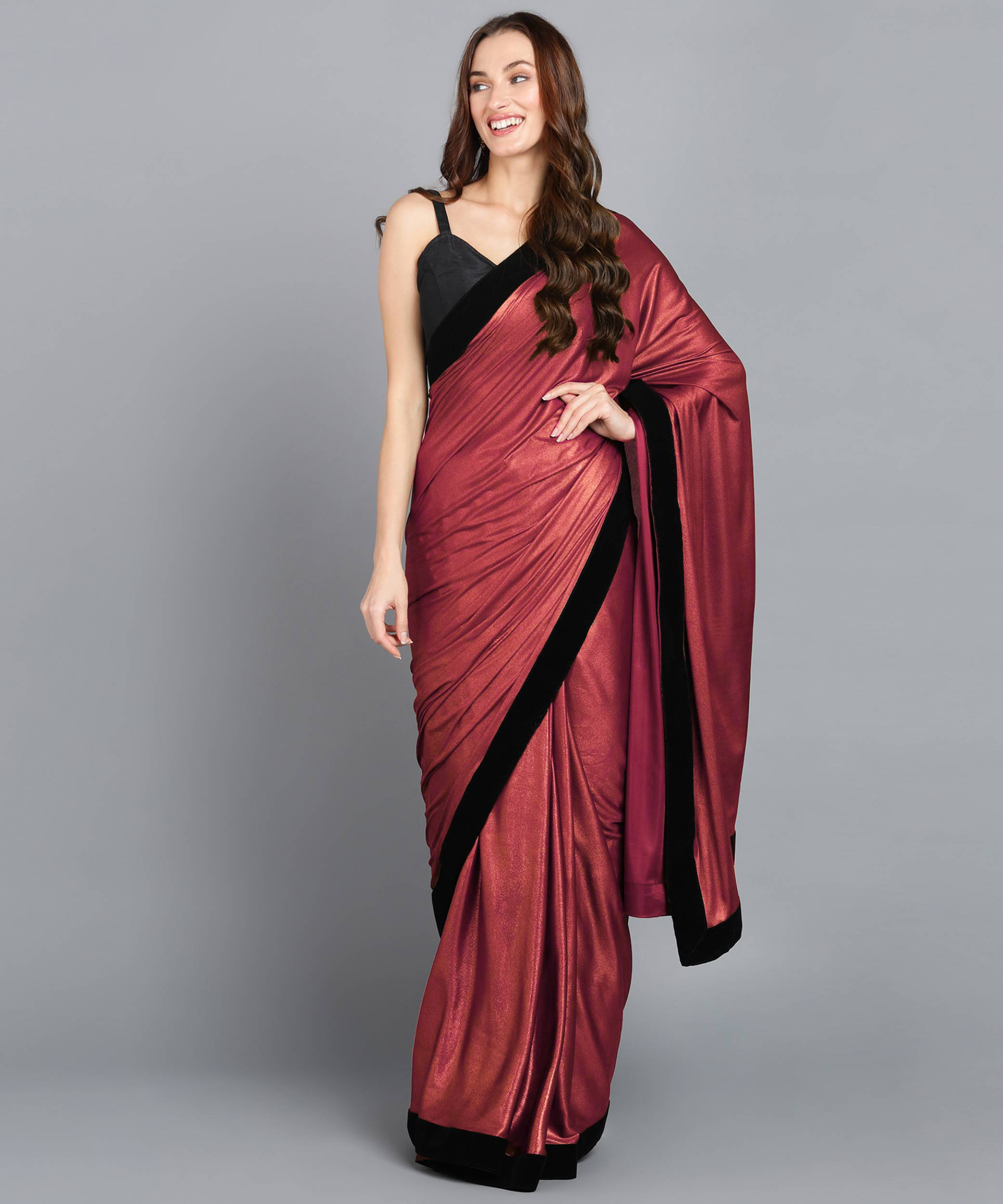     			Shivadit ethnic Lycra Self Design Saree With Unstitched Blouse Piece ( Maroon )