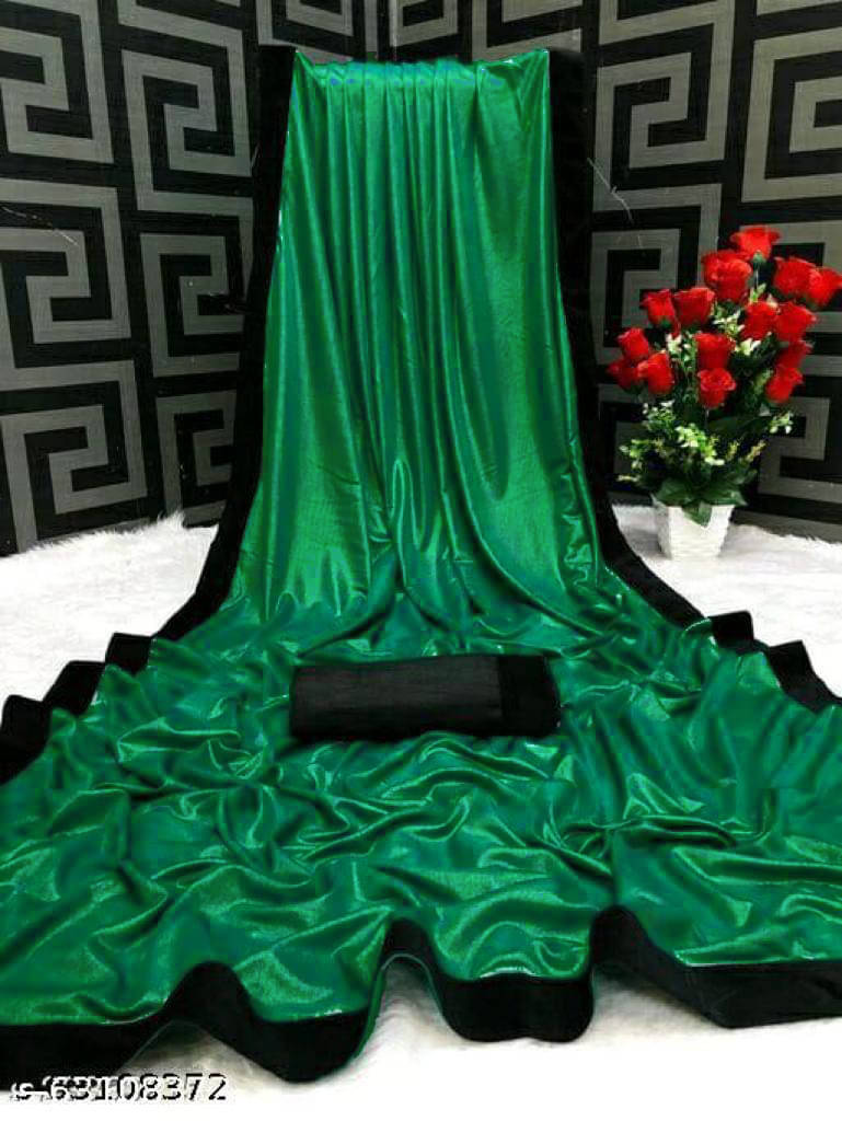     			Shivadit ethnic Lycra Solid Saree With Unstitched Blouse Piece ( Green )