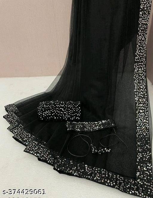 Shivadit ethnic Net Embroidered Saree With Unstitched Blouse Piece ( Black ) Shivadit ethnic Net Embroidered Saree With Unstitched Blouse Piece ( Black )