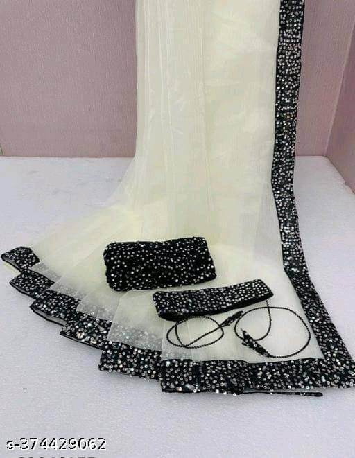 Shivadit ethnic Net Embroidered Saree With Unstitched Blouse Piece ( White ) Shivadit ethnic Net Embroidered Saree With Unstitched Blouse Piece ( White )