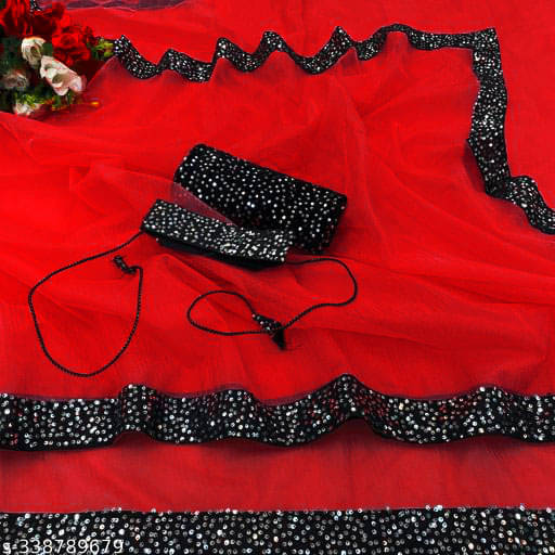     			Shivadit ethnic Net Embroidered Saree With Unstitched Blouse Piece ( Red )