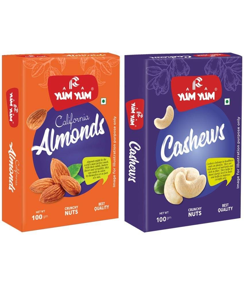 YUM YUM Premium Dry Fruits Combo Pack 200g- Almonds, Cashews (2 x 100 g) YUM YUM Premium Dry Fruits Combo Pack 200g- Almonds, Cashews (2 x 100 g)