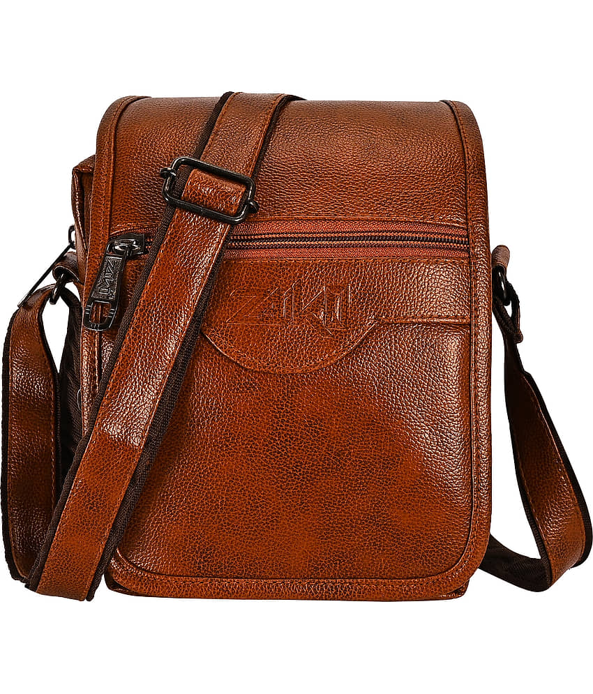 ZAIKO BAGS Tan Textured Messenger Bag - Handbags | Buy online on ZillyBuy