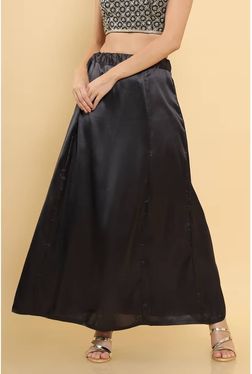     			kinu Black Satin Petticoat - Single