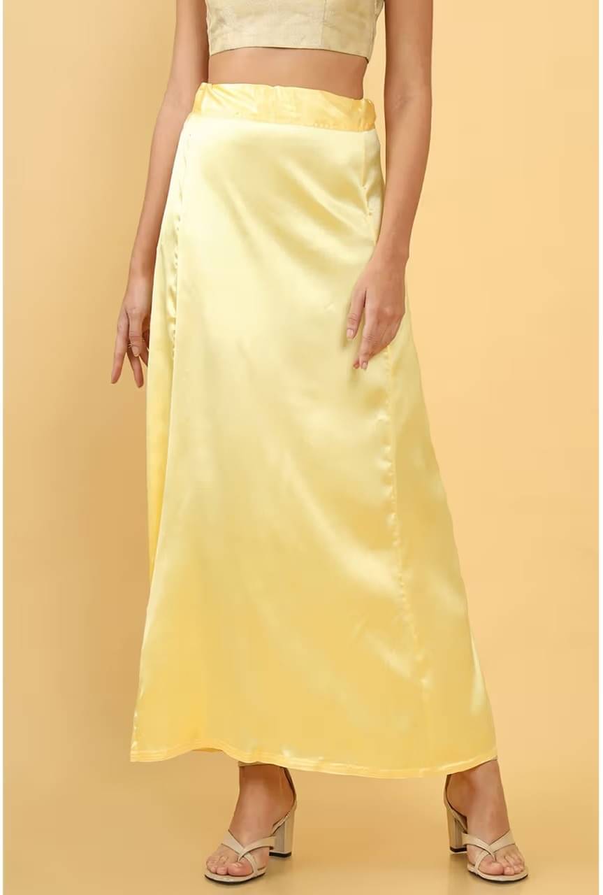     			kinu Yellow Satin Petticoat - Single