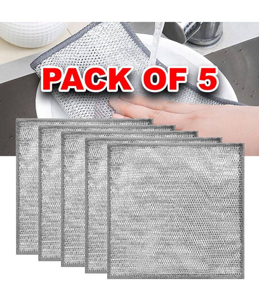 sakimo Pack Of 5 Dish Cloth Steel Stainless Steel Scrub sakimo Pack Of 5 Dish Cloth Steel Stainless Steel Scrub