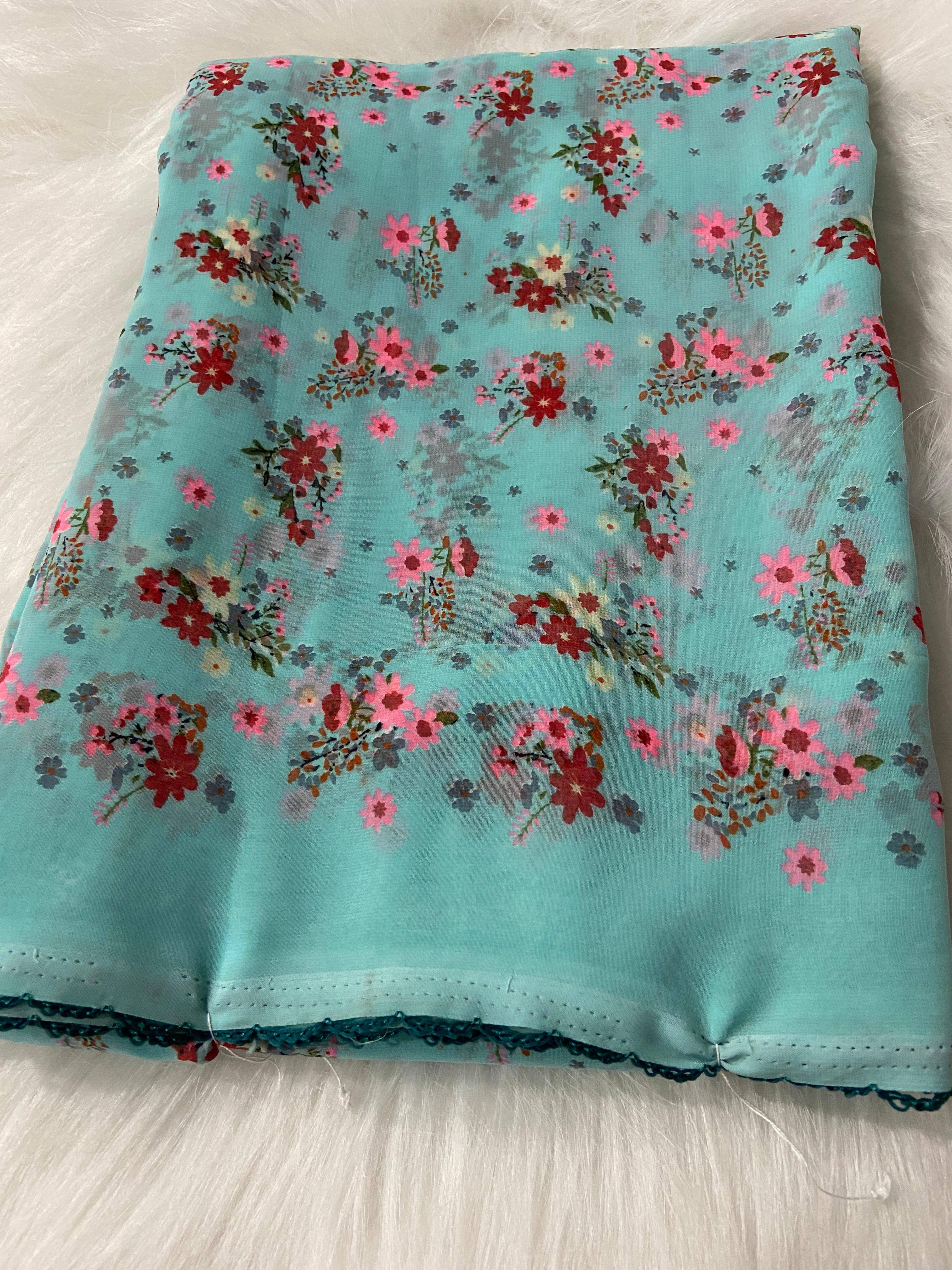 BHAVIKA SILK MILLS Georgette Printed Saree With Unstitched Blouse Piece ( Sea Green ) BHAVIKA SILK MILLS Georgette Printed Saree With Unstitched Blouse Piece ( Sea Green )