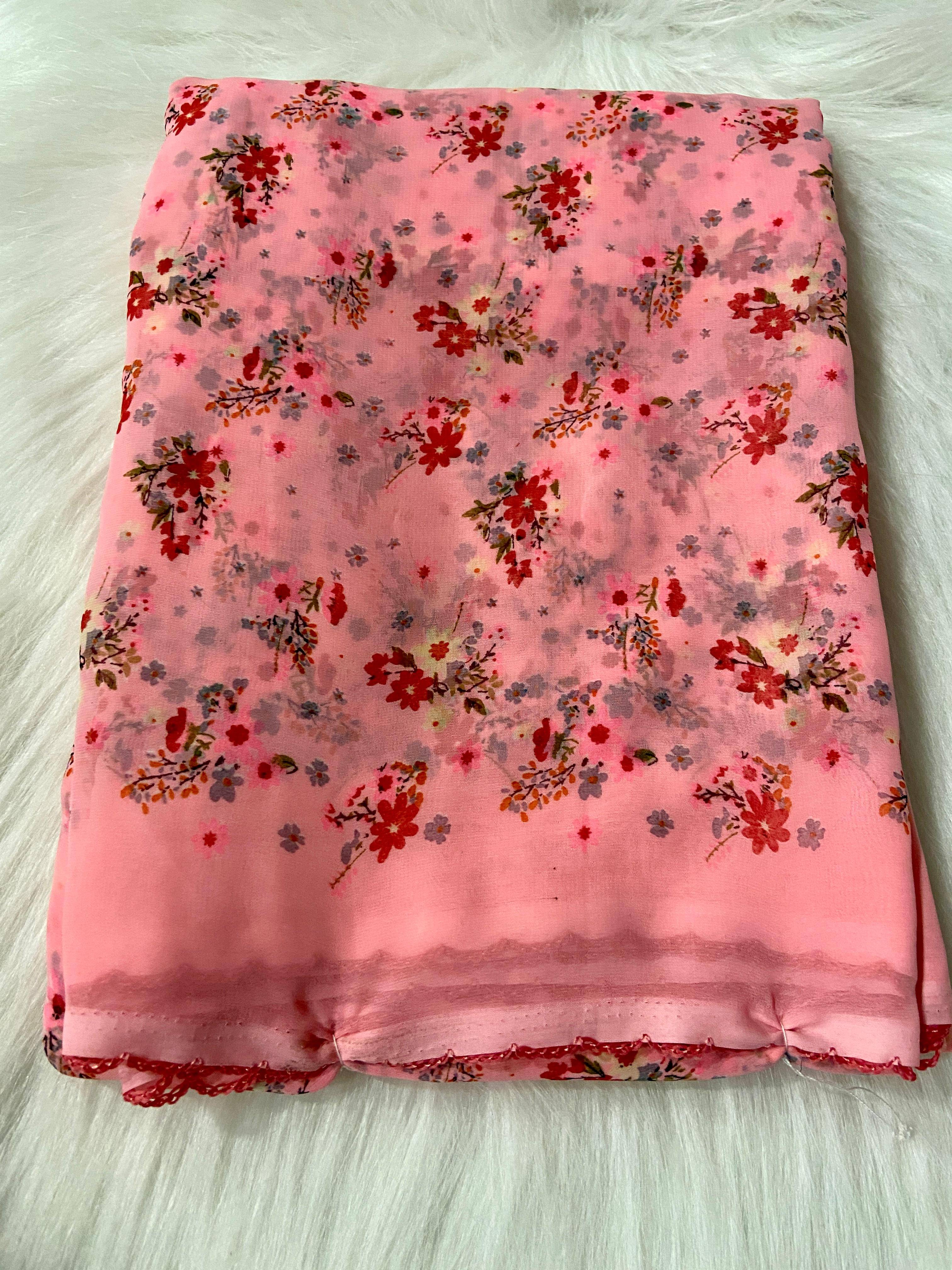     			BHAVIKA SILK MILLS Georgette Printed Saree With Unstitched Blouse Piece ( Pink )