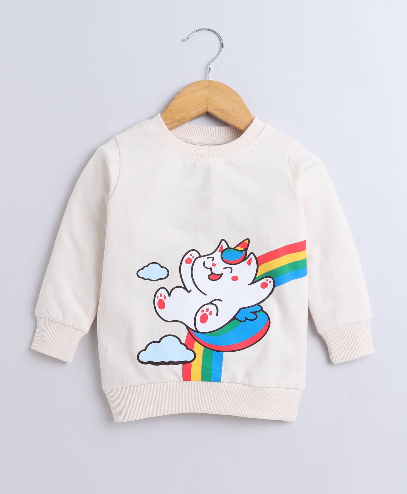 BUMZEE Cream Girls Full Sleeves Cotton Sweatshirt Age - 18-24 Months BUMZEE Cream Girls Full Sleeves Cotton Sweatshirt Age - 18-24 Months