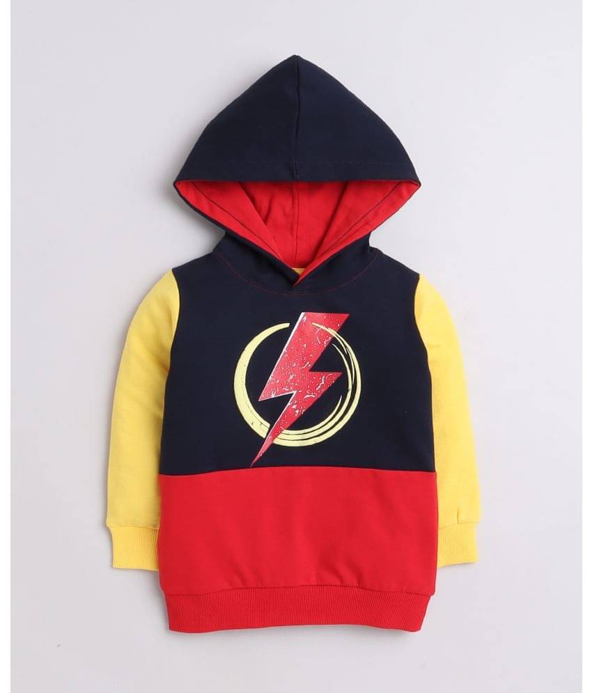 BUMZEE Multi Boys Full Sleeves Cotton Hooded Sweatshirt Age - 6-12 Months BUMZEE Multi Boys Full Sleeves Cotton Hooded Sweatshirt Age - 6-12 Months