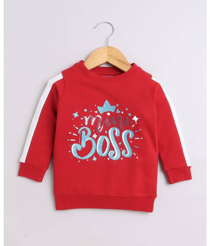 BUMZEE Red Girls Full Sleeves Cotton Sweatshirt Age - 18-24 Months
