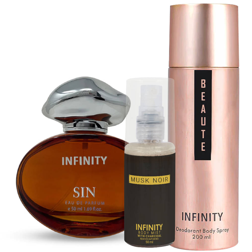     			CFS Sin EDP Perfume 50ml, Beaute Deo Body Spray 200ml, Musk Noir Body Mist 35ml Long Lasting Perfume Pack of 3