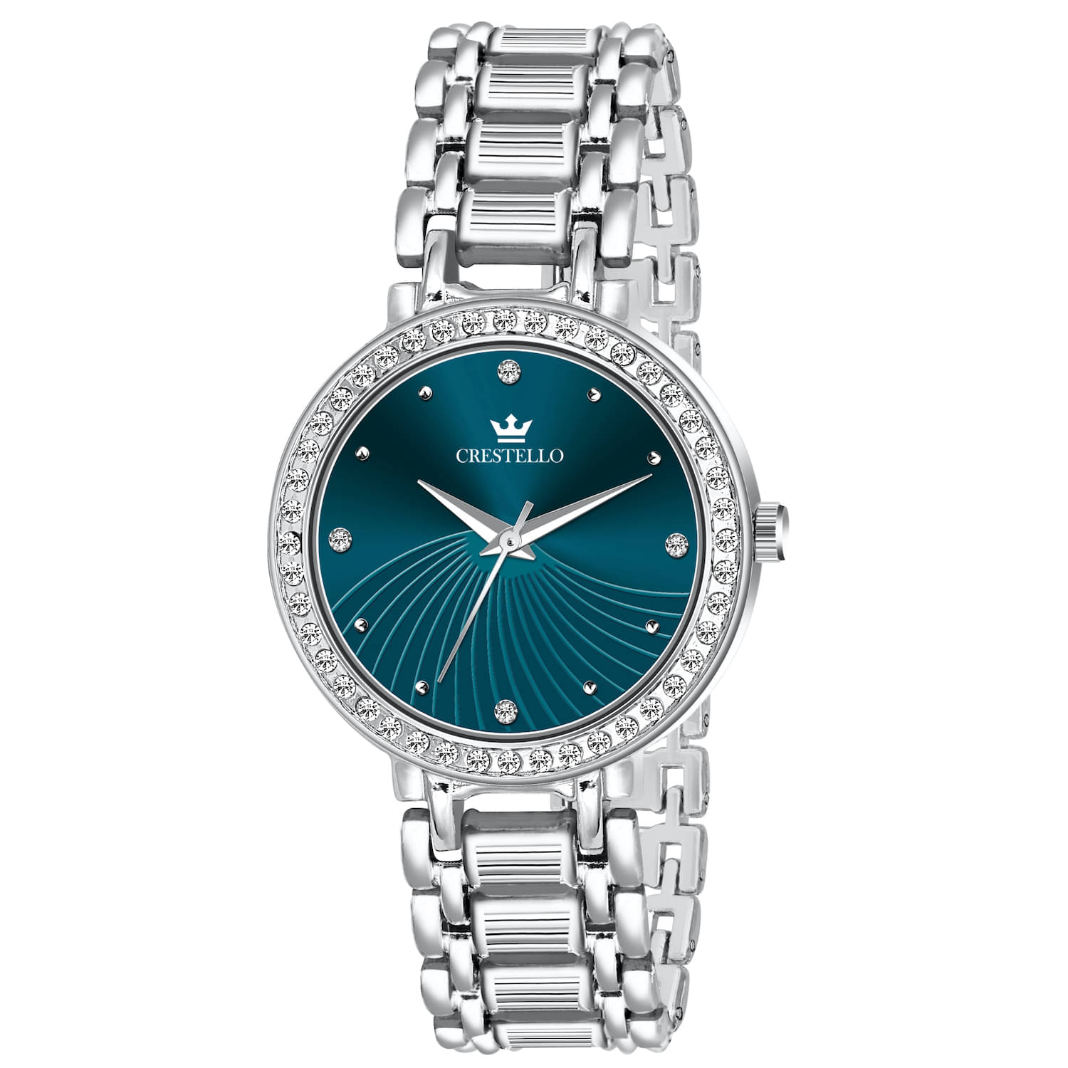     			Crestello Silver Metal Analog Womens Watch
