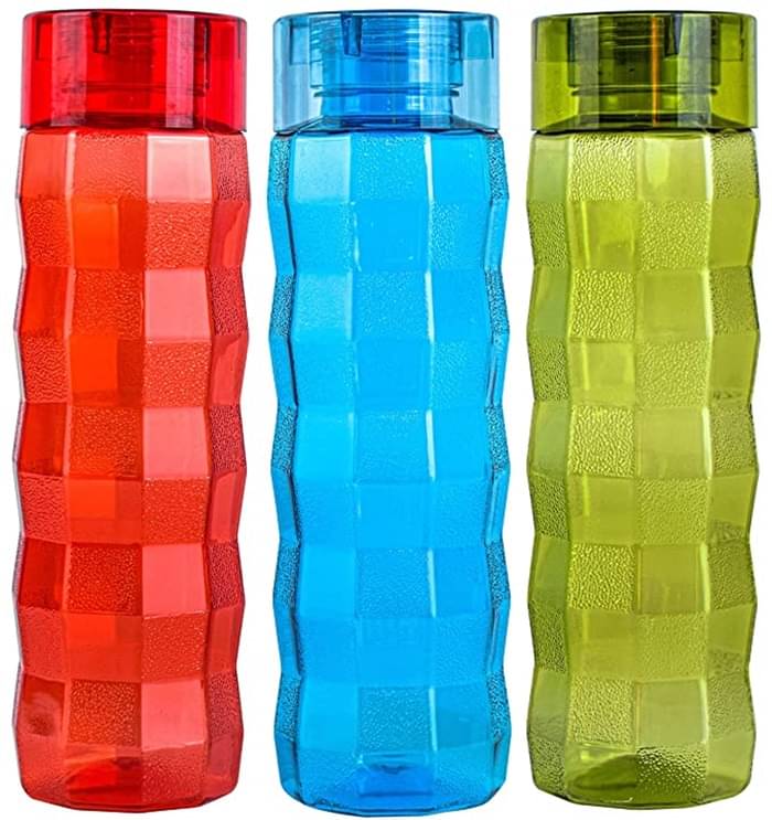     			Dark Sun Kitchenware Fridge Bottle To School/Office/Office Multicolour PET Fridge Water Bottle 1000 mL ( Set of 3 )