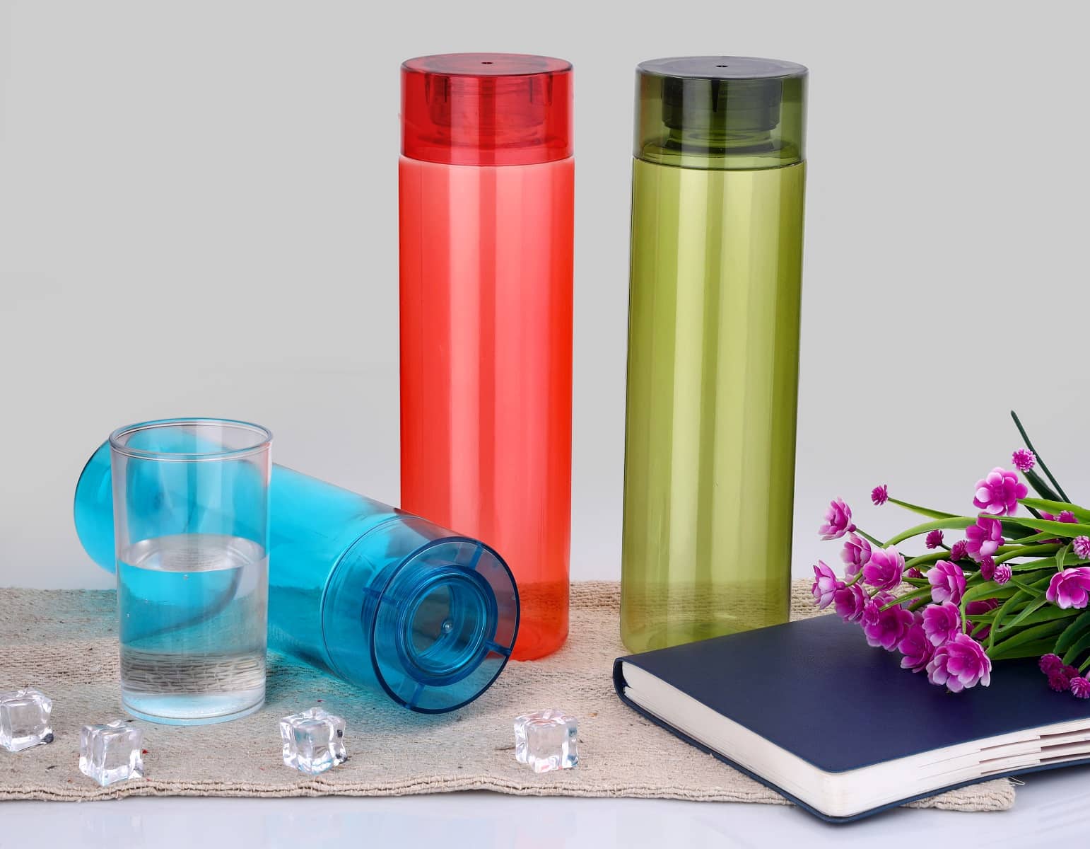 Dark Sun Kitchenware Fridge/School/Office Multicolour PET Fridge Water Bottle 1000 mL ( Set of 3 )