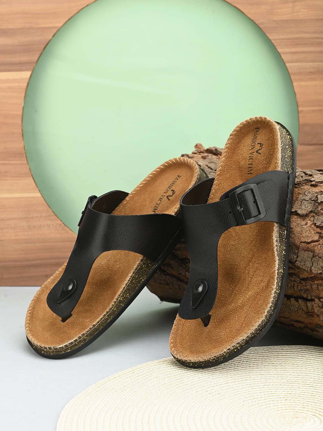     			Fashion Victim Black Men's Leather Slipper